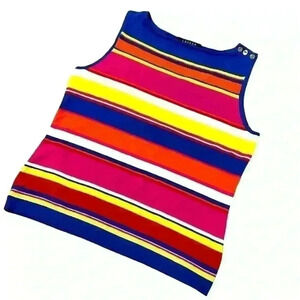 Lauren Ralph Lauren Knit Tank Women's Medium Blue Multi Stripe